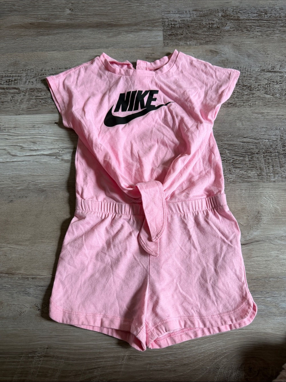 Nike Light Pink Girls' Tie-Front Short Romper